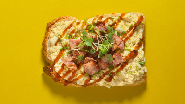 Nomad Bread & Coffee - Egg and Bacon Open Sandwich Nomad Bread & Coffee - Egg and Bacon Open Sandwich